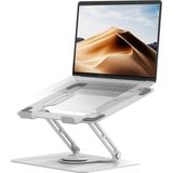 Happy Trend Katlanabilir Ayarlanabilir Alüminyum Laptop Standı, Taşınabilir Ergonomik Notebook Yükseltici, 6 Kademeli Yükseklik Ayarlı, MacBook Tablet Uyumlu, 10-17 Inç, Gümüş