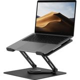 Happy Trend Katlanabilir Ayarlanabilir Alüminyum Laptop Standı, Taşınabilir Ergonomik Notebook Yükseltici, 6 Kademeli Yükseklik Ayarlı, MacBook Tablet Uyumlu, 10-17 Inç, Siyah