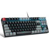 Happy Trend Kırmızı Anahtarlı% 75 Mekanik Oyun Klavyesi, LED Mavi Arkadan Aydınlatmalı Klavye, Windows Dizüstü Bilgisayar Pc Gamer Için 87 Tuşlu Kompakt Tkl Kablolu Bilgisayar Klavyesi - Siyah/gri