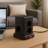 Happy Trend Kule Tipi Çoklu Priz - 3 Usb-A + 1 Type-C Çıkışlı, Akım Korumalı, Tek Tuş Kontrollü Masaüstü Priz