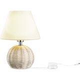 Happy Trend Lambası Doğal Stil Rattan Masa Lambası Yatak Odası Için Beyaz Keten Gölgeli Çocuk Odası, Yurt Odası, Oturma Odası, Sehpa, Kitaplık