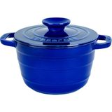 Happy Trend Lava Döküm Yuvarlak Tencere Döküm Demir Kapak Experience Majolik Mavi ÇAP(Ø)23CM - Standart