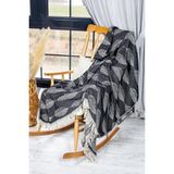 Happy Trend Lüks 100% Pamuk Koltuk Şalı Tv Battaniyesi, Geniş 130X170 cm Yüksek Kaliteli Pamuklu Kumaş Dekoratif Koltuk Atma Şal Battaniyeleri (Cozy Nest Siyah)