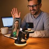 Happy Trend Manyetik 4’ü 1 Arada Şarj Istasyonu – Telefon, Saat, Kulaklık ve Gece Lambası Özelliğiyle Şık ve Pratik Tasarım, Hızlı Şarj, Magsafe Uyumlu Stand - Siyah