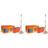 Happy Trend Max Focus Otomatik Temizlik Seti, Pedalsız Döner Sıkmalı 360 Başlıklı Mikrofiber Paspas (2 Paketi) - Standart - Siyah