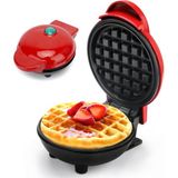Happy Trend Mini Waffle Makinesi, Yuvarlak, Yapışmaz Kaplamalı Küçük Waffle Makinesi, 350 W Belçika Waffle Makinesi, Elektrikli Gözleme Makinesi, Klasik Waffle, Çocuk Doğum Günleri, Aile Kutlamaları, Noel - Kırmızı