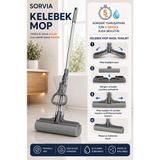 Happy Trend Mop Kendinden Sıkmalı Pva Sünger Mop 124 cm Çelik Saplı Yer Silme ve Zemin Temizlik Mopu Kıl Tüy Toz Toplayan Temizlik Seti - Standart - Gri
