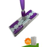 Happy Trend Mop Set (1 Adet Yedek Bez Hediyeli) - Islak Mendil Uyumlu Yüzey Temizlik Mandallı Mop Set - Standart - Mor - Gri
