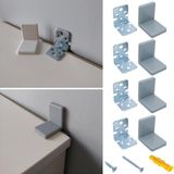 Happy Trend Mr.bracket 4-Adet Gri Dekoratif Plastik Kapaklı Ağır Dolap Montaj Askı Elemanı - Deprem Dolap Sabitleme Aparatı Seti - Mobilya Gardırop Portmanto Şifonyer Kitaplık Raf Masa Duvara Sabitleyici L Demir