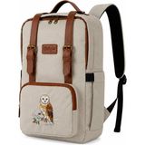 Happy Trend Nakışlı Sırt Çantası, 15L, Laptop Bölmeli, Suni Deri Detaylı, Kuş Desenli, Unisex - Standart - Sarı