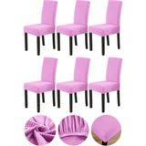 Happy Trend Nano Kumaş Likralı Yıkanabilir 6'lı Sandalye Kılıfı Lastikli Sandalye Örtüsü (6ADET) (Pudra)