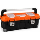 Happy Trend Orret Home 26 Inç Metal Kilitli Takım Çantası, Alüminyum Taşıma Saplı Tepsili Alet Sandığı, Üst Vida Dübel Organizerli Tornavida Pense Hırdavat Kutusu (26") - Standart
