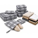 Happy Trend Parça Valiz Düzenleyici Organizer Seti- Seyahat Bavul Içi Düzenleme Çantası, Packing Cube Organizer Seti (Gri Ekose) - Standart