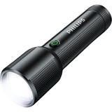 Happy Trend Philips SFL2203 450 Lümen 5W LED El Feneri Teleskopik Zoom Sos Modlu Metal Gövdeli Şarj Edilebilir Uzun Menzilli Flashlight - Siyah