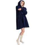 Happy Trend Poffy Oversize Giyilebilir Battaniye Tek Beden Çok Rahat Unisex Hoodie Peluş Kapüşonlu Sweatshirt - Sarı