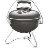 Happy Trend Premium Kömür Izgara Barbekü, 37 cm | Tuck-N-Carry Kapaklı ve Kaplamalı Çelik Ayaklı Taşınabilir Barbekü Izgarası | Katlanır Dış Mekan Ocak | Porselen-Emaye Kase - Duman Grisi