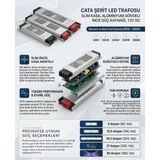 Happy Trend Şerit LED Trafosu 12V Cata Serisi Slim Kasa, Alüminyum Gövdeli Ince Güç Kaynağı, Kamera ve Şerit LED Uyumlu (60W - 360W) 5, 12.5, 16.5, 21, 30 Amper (204, Vat) - Sarı