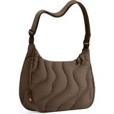 Happy Trend Sling Çanta Kadın, Modaya Uygun Nylon Puffer Crossbody Moon Bag, Günlük Kullanım Için Rahat Omuz Askılı, Iç Bölmeli El Çant - Kahverengi