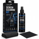 Happy Trend Temizleme Seti, 250 ml Sprey, Büyük Mikrofiber Bez ve 15 × 18 cm Gözlük Bezi, Laptop, Tv, Monitör, Telefon, Tablet, Araç Ekranı ve Lensler Için - Siyah