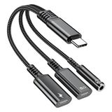 Happy Trend Type-C 3 In 1 Ses Adaptör Kablosu 60W Hızlı Şarj Tipi C Erkek Çift Tip C 3.5mm Kadın Dönüştürücü Kablosu Kulaklık Jakı Dongle Kablosu - Sarı