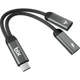 Happy Trend Type-C To Çift Type-C Kulaklık ve 15W Hızlı Şarj Dönüştürücü iPhone Uyumlu Tak-Çalıştır - Gri