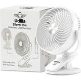 Happy Trend USB Mini Vantilatör Fan Klipsli Sabitleme - 360° Ayarlanabilir - Ultra Güçlü Hava Akımı ile Süper Serinlik Hissi - Sessiz, Portatif, Taşınabilir (Beyaz, Klipsli)