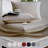 Happy Trend Vionel HOME%100 Pamuk, Çizgili Saten Lastikli Çarşaf Seti | 82 Tel Sık Dokuma | Tek Kişilik | Çift Kişilik | Battal Boy (Balköpüğü, 180X200)