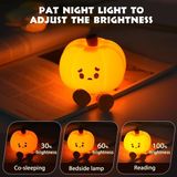 Happy Trend Yumuşak Silikon Pumpkin Mini Gece Lambası Dekoratif Işık Derecesi Ayarlanabilir Yatak Odası Lambası Bal Kabağı Kitap Okuma Lambası Çocuk Odası 8cm x 9cm - Sarı