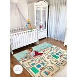 Happy Twins Dino Road Katlanabilir Çift Taraflı Oyun Matı 150X200X1CM - 150 x 200 x 1 cm - Renkli