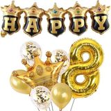 Happy Yazılı Gold Konfetili 8 Yaş Rakam Balon Set