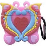 HappyCase Air Pods 1 ve 2. Nesil Uyumlu 3D Silikon Kılıf - Pembe Kelebek