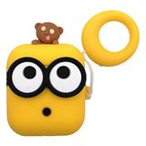 HappyCase Air Pods 1 ve 2. Nesil Uyumlu Kulaklık Koruyucu 3D Silikon Kılıf Gözlüklü Minion - Renkli
