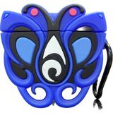 HappyCase Air Pods 1 ve 2. Nesil Uyumlu Kulaklık Koruyucu 3D Silikon Kılıf Mavi Kelebek - Koyu Mavi