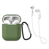 HappyCase Air Pods 1 ve 2. Nesil Uyumlu Silikon Kulaklık Kılıfı ve Askı Aparat 2 Li Set - Haki Yeşili