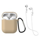 HappyCase Air Pods 1 ve 2. Nesil Uyumlu Silikon Kulaklık Kılıfı ve Askı Aparat 2 Li Set - Krem