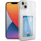 HappyCase Apple iPhone 13 Kılıf Kartlıklı Şeffaf Kart Koymalı Silikon Yumuşak Kapak Kılıf- Şeffaf
