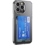 HappyCase Apple iPhone 14 Pro Max Kılıf Kartlıklı Şeffaf Kart Koymalı Silikon Yumuşak Kapak Kılıf- Şeffaf