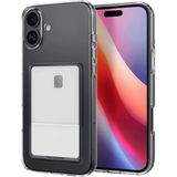 HappyCase Apple iPhone 16 Plus Kılıf Kartlıklı Şeffaf Kart Koymalı Silikon Yumuşak Kapak Kılıf- Şeffaf