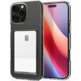 HappyCase Apple iPhone 16 Pro Max Kılıf Kartlıklı Şeffaf Kart Koymalı Silikon Yumuşak Kapak Kılıf- Şeffaf