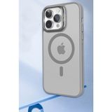 HappyCase iPhone 14 Kılıf Lensli Pencere Standlı Lens Magsafe Kapak - Gri