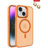 HappyCase iPhone 14 Kılıf Lensli Pencere Standlı Lens Magsafe Kapak - Turuncu
