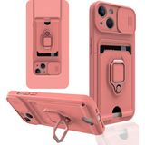 Happycase iPhone 14 Plus Kılıf Zuma Kartvizitli Yüzüklü Silikon - Pembe