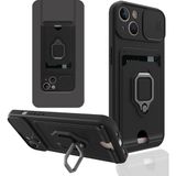 Happycase iPhone 14 Plus Kılıf Zuma Kartvizitli Yüzüklü Silikon - Siyah
