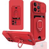 Happycase iPhone 14 Pro Max Kılıf Zuma Kartvizitli Yüzüklü Silikon - Kırmızı