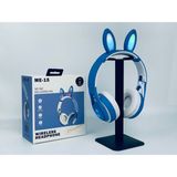 HappyCase ME-15 Kablosuz Bluetooth LED Işıklı Tavşan Kulaklık - Mavi