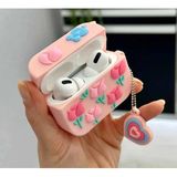 HappyCase Pro ve Pro 2. Nesil Uyumlu Koruyucu Kulaklık Kılıfı Çiçek Figürlü Kılıf
