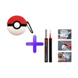 HappyCase Pro ve Pro2 Uyumlu Pokemon Topu Silikon Kılıf ve Kulaklık Temizleme Kalemi - Kırmızı - Beyaz