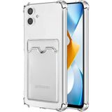 HappyCase Samsung Galaxy A05 Kılıf Kartlıklı Şeffaf Kart Koymalı Silikon Yumuşak Kapak Kılıf- Şeffaf