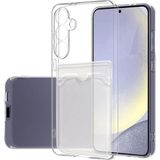HappyCase Samsung Galaxy S24 Fe Kılıf Kartlıklı Şeffaf Kart Koymalı Silikon Yumuşak Kapak Kılıf- Şeffaf