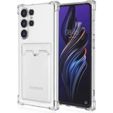 HappyCase Samsung Galaxy S24 Ultra Kılıf Kartlıklı Şeffaf Kart Koymalı Silikon Yumuşak Kapak Kılıf- Şeffaf